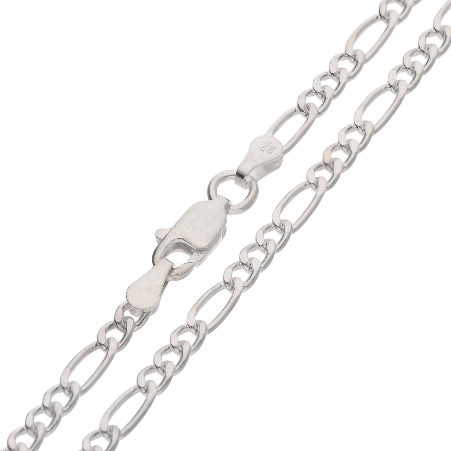 Diamond-Cut 3mm Wide Sterling Silver Figaro Chain Necklace