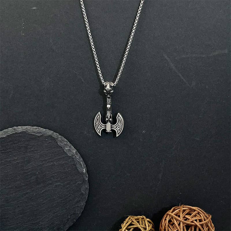 Nordic Viking Mythology Totem Battle Axe Pendant Necklace