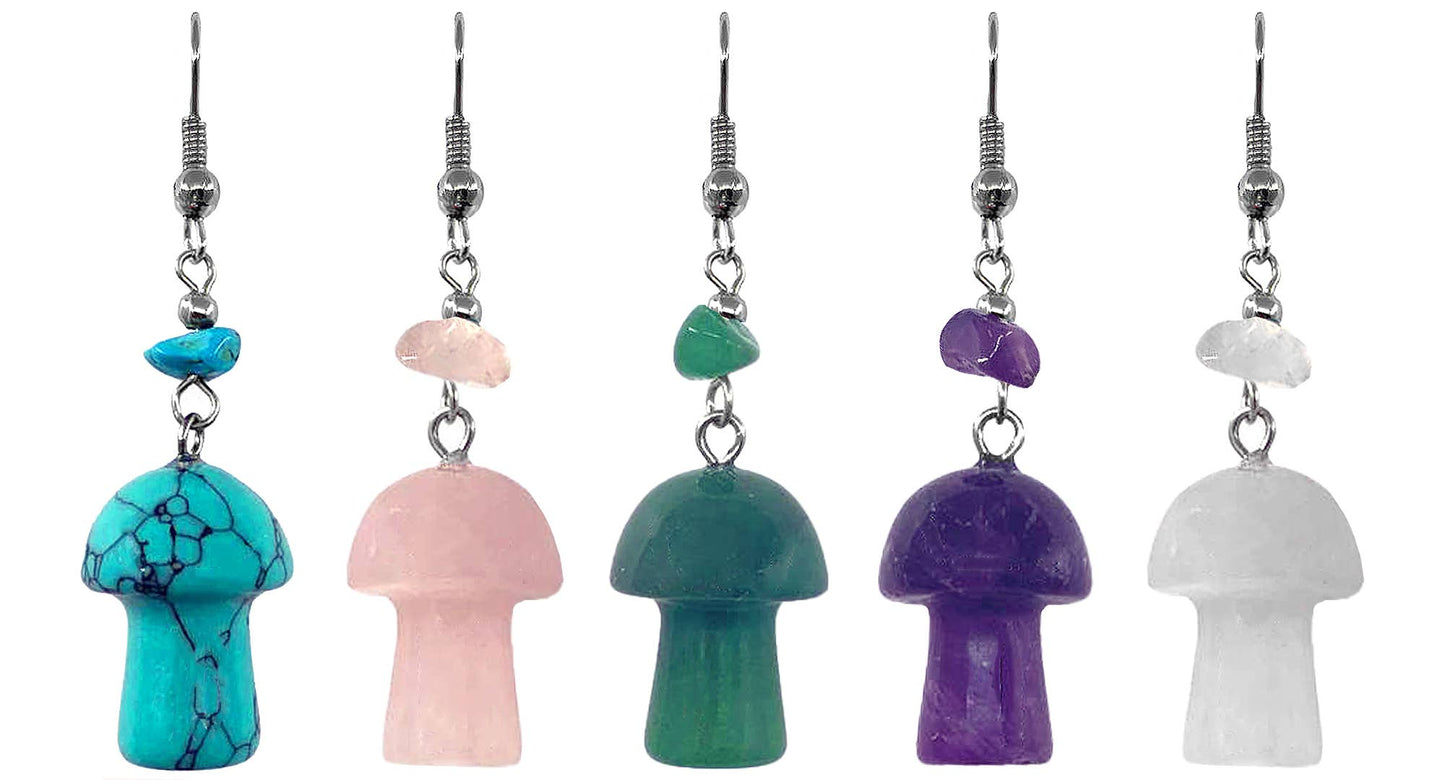 Mushroom Shaped Tumbled Stone Dangle Earrings