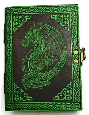 Green Dragon Embossed Leather Journal