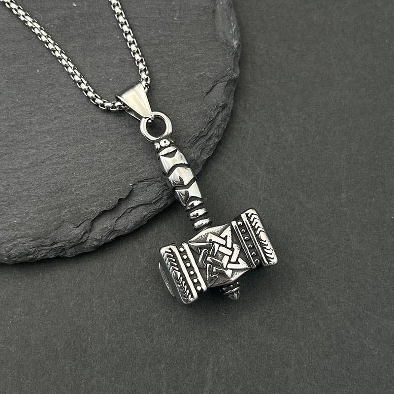 Retro Viking Thor's Hammer Pendant Necklace