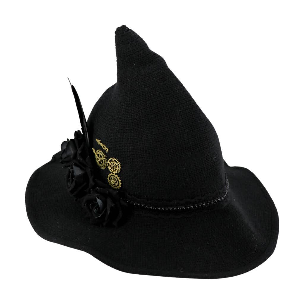 69126 - Steampunk Witch Knit Hat-Black