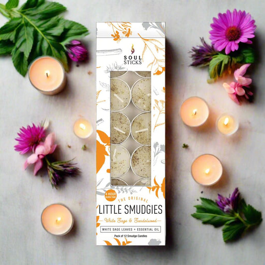 'Little Smudgies' Sandalwood Tealight Smudge Candles (12)