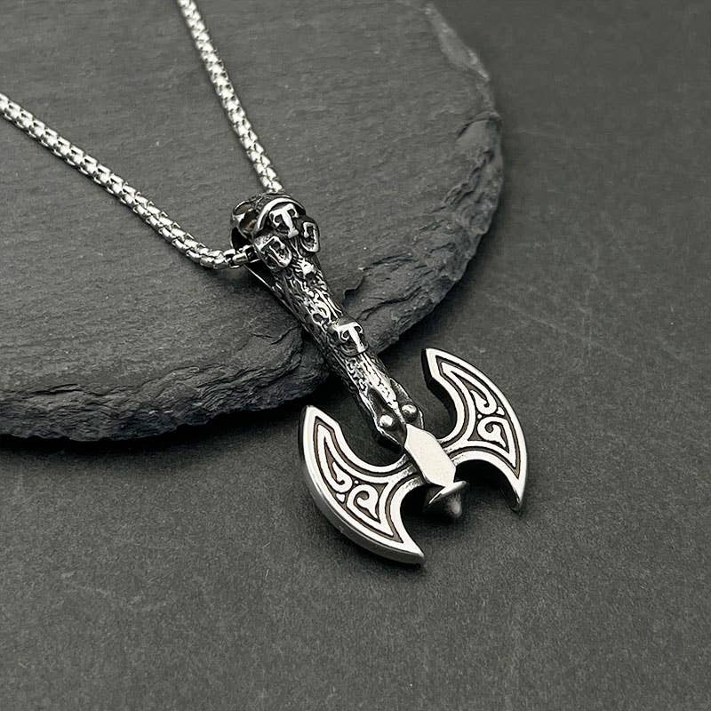 Nordic Viking Mythology Totem Battle Axe Pendant Necklace