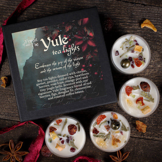 Yule Tea Lights - Herb & Crystal • Solstice • Christmas