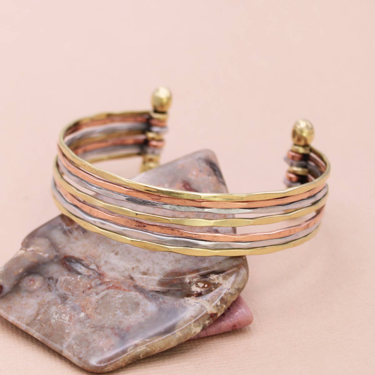 Mixed Metal Hammered Cuff Bracelet