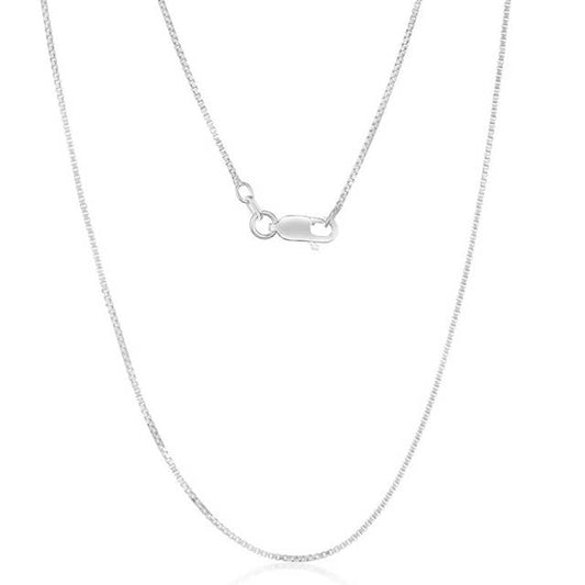 .925 Sterling Silver Unisex 0.9MM Square Box Chain