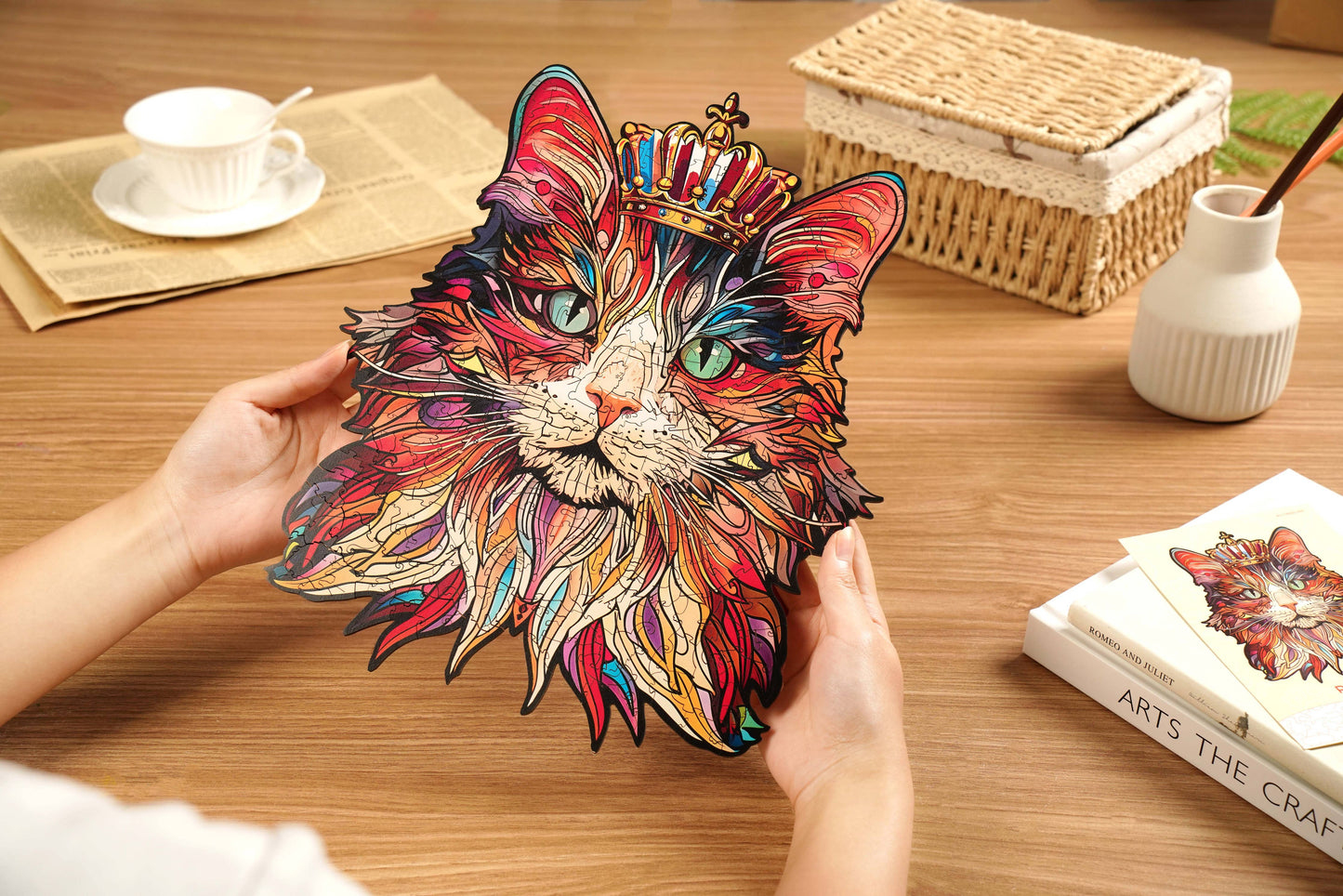 Rowood Cat King DIY 2D Wooden Puzzles Crafts Kits