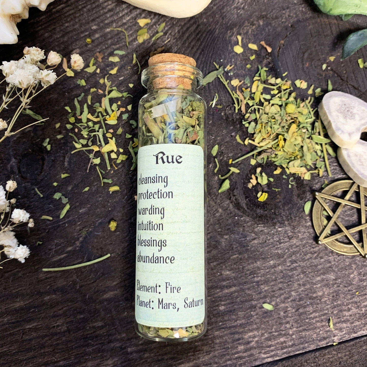 Rue Herb Bottle • Witchcraft herbs for spells & rituals
