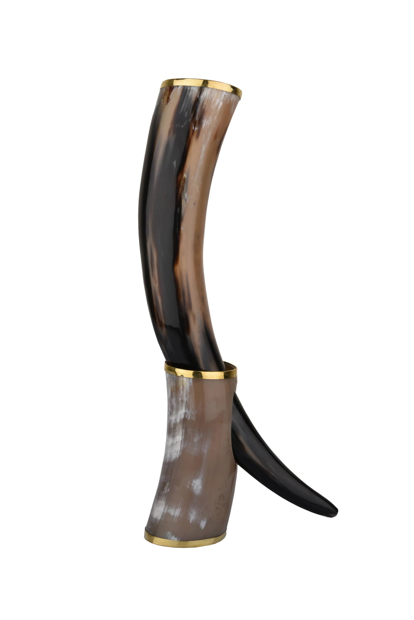 Drinking Horn with Stand - Holds Upto 16 oz, Metallic Finish