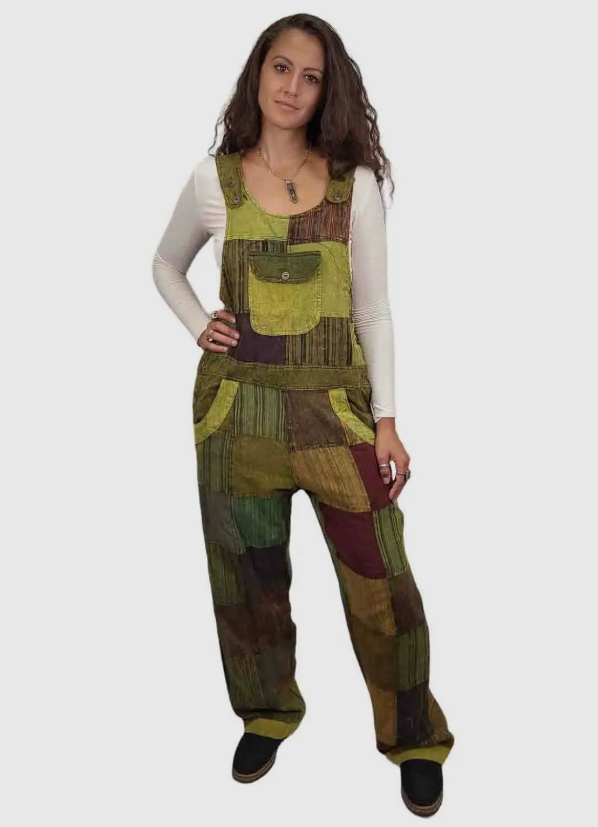 Green Patchwork Overalls 2X