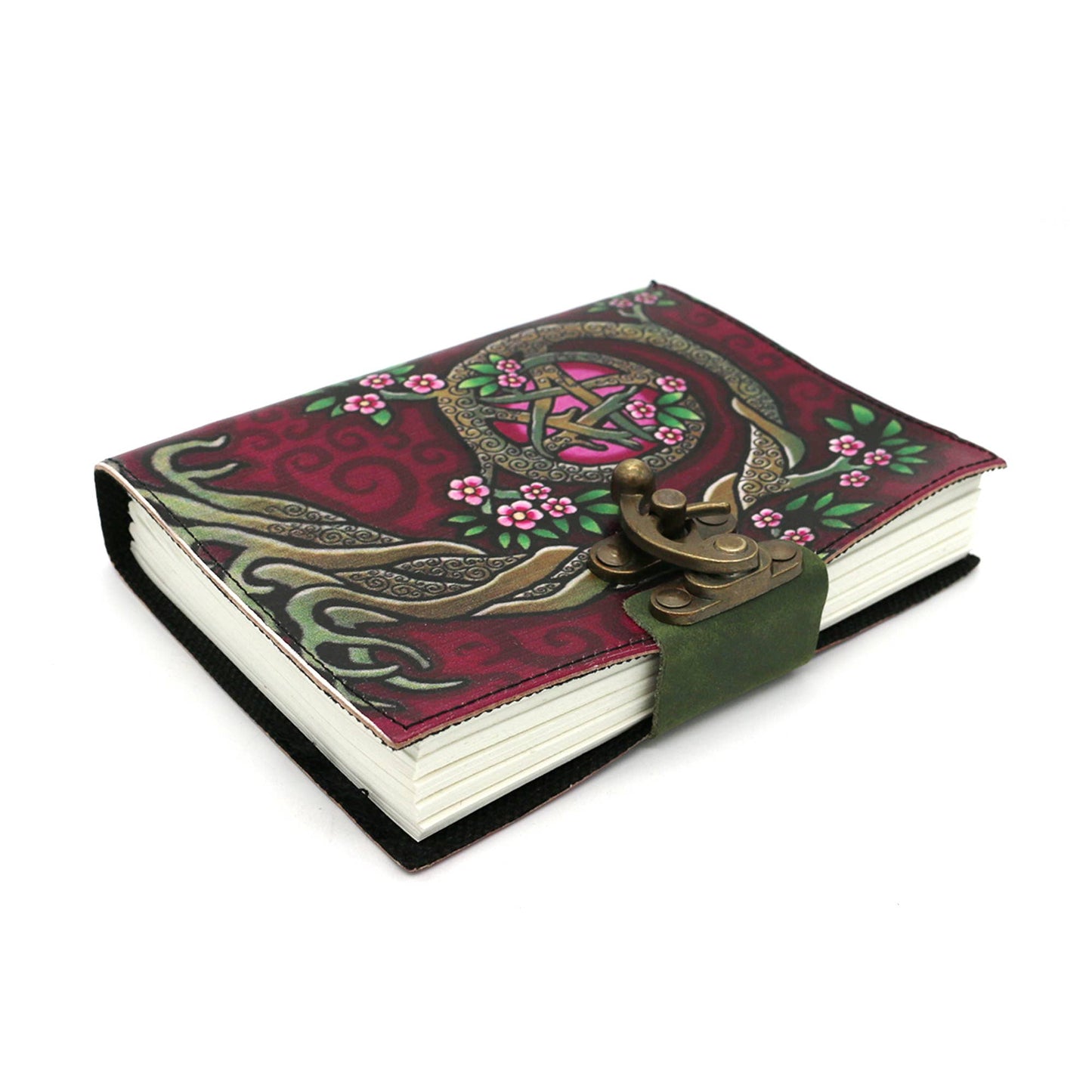 Embossed Pink Pentacle Blank Leather Journal (5 x 7 in.)