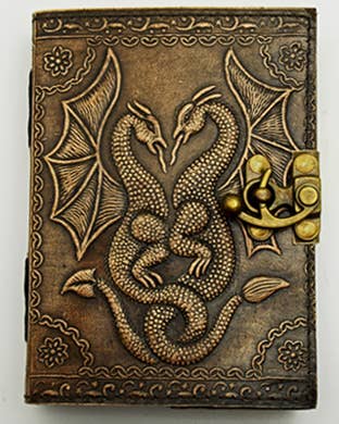 Double Dragon Antique Finish Embossed Leather Journal