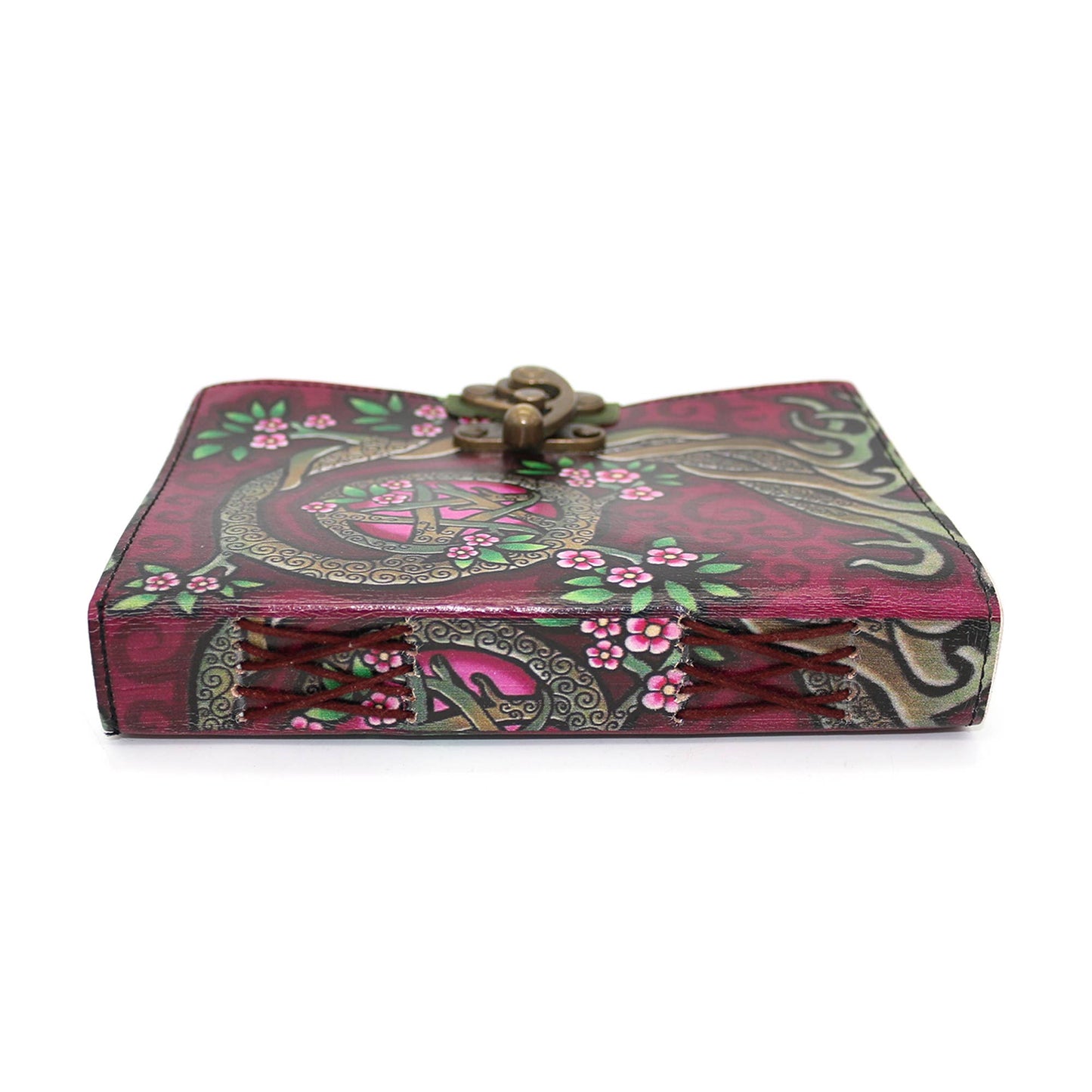 Embossed Pink Pentacle Blank Leather Journal (5 x 7 in.)