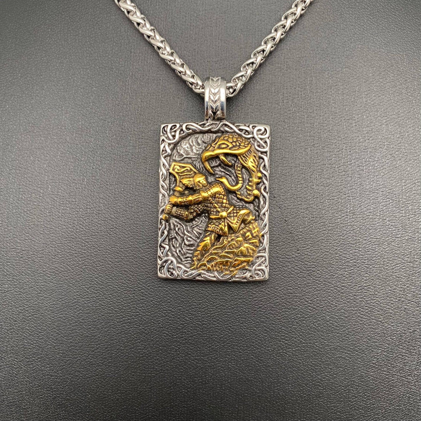 Viking Warrior Fight Python Men's S.Steel Necklace
