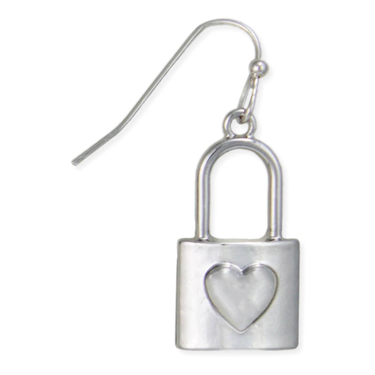Love Locked Silver Heart Lock Earrings