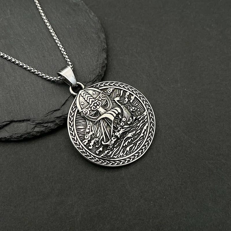 Viking Ship Titanium Necklace