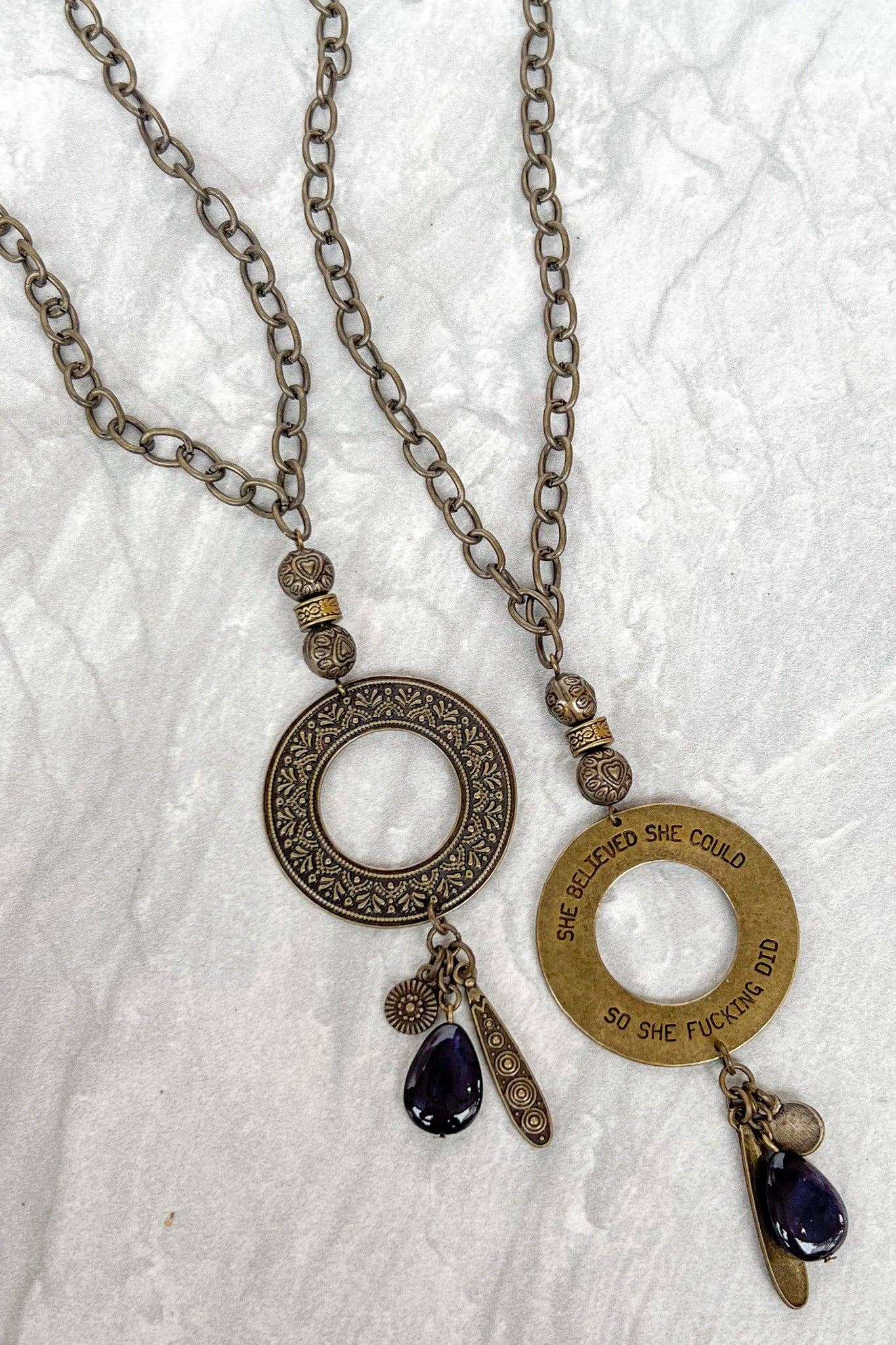 She Believed Necklace with Charm