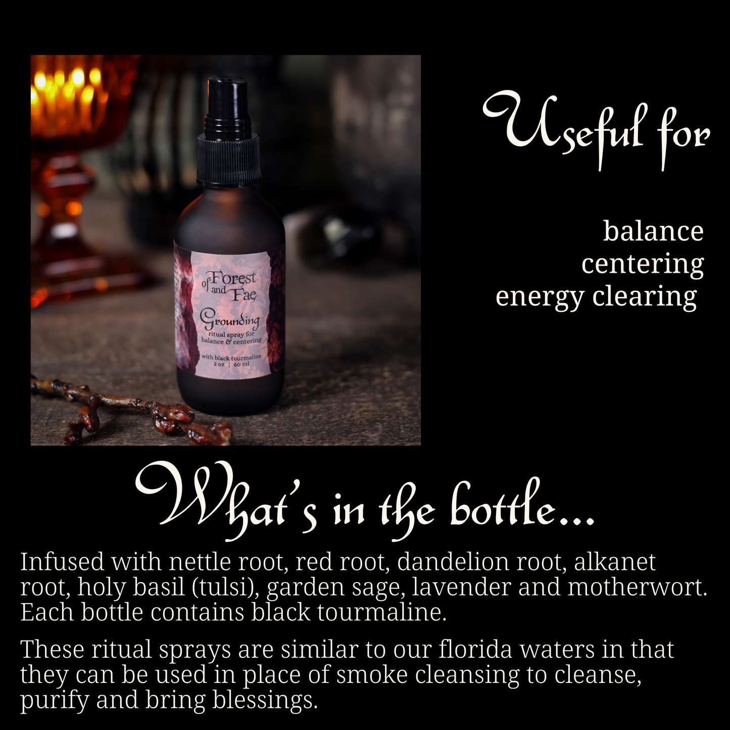 Grounding Ritual Spray • Crystal Infused • Witchcraft