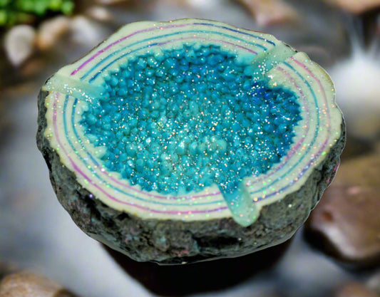 Blue Crystal Geode Ashtray