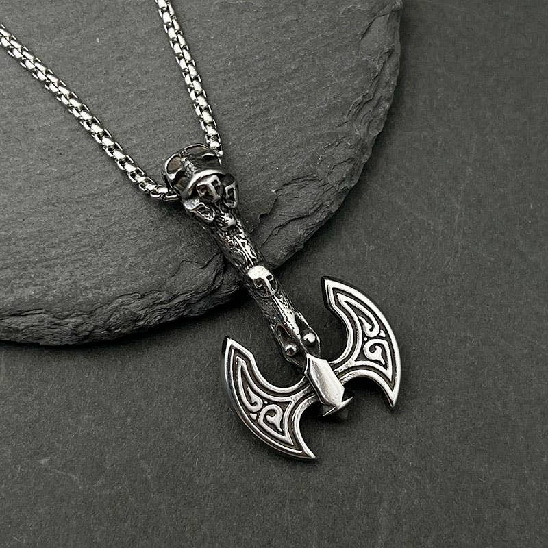 Nordic Viking Mythology Totem Battle Axe Pendant Necklace