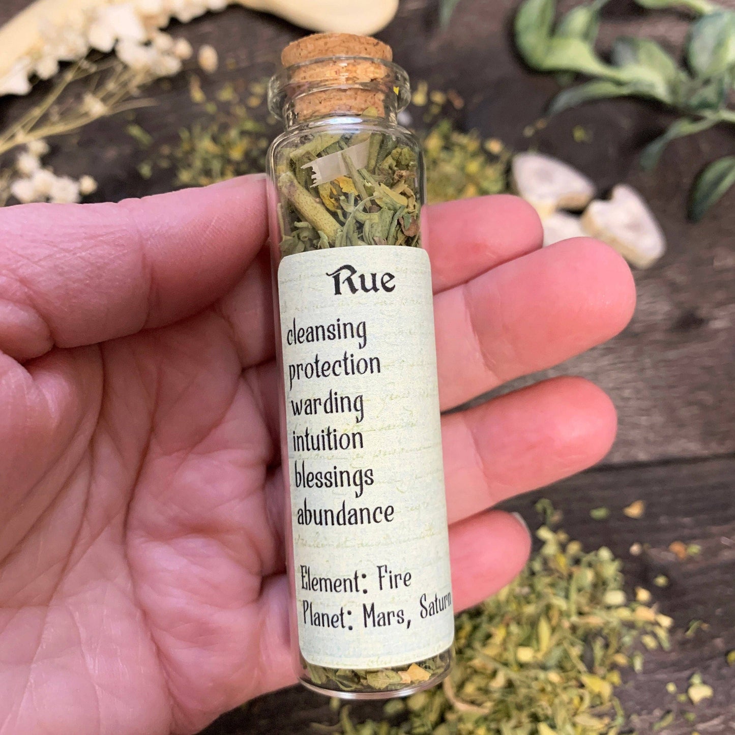 Rue Herb Bottle • Witchcraft herbs for spells & rituals