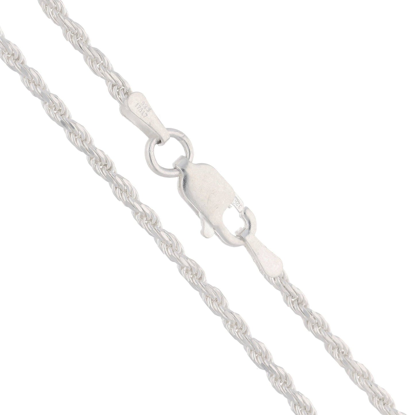 2mm Sterling Silver Diamond-Cut Rope Chain Necklace