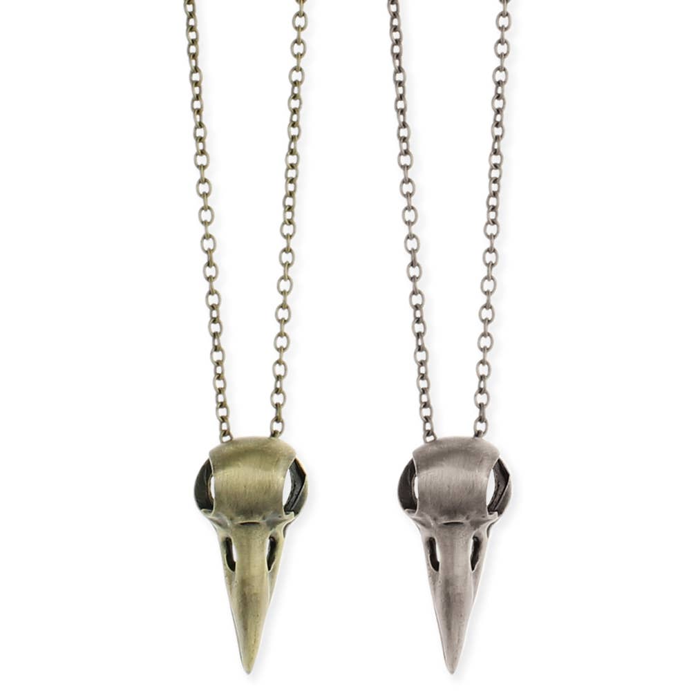 Metal Crow Skull Necklace