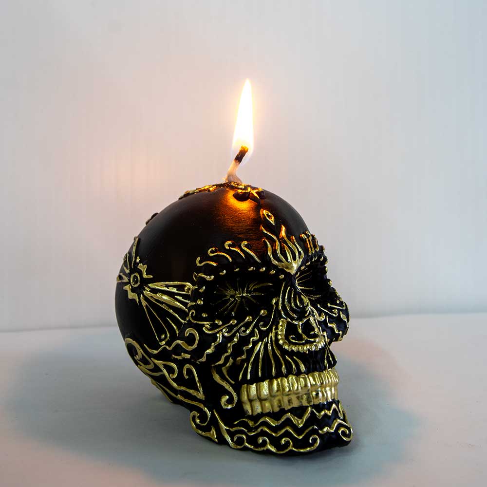 Intention Candle - Skull Black & Gold