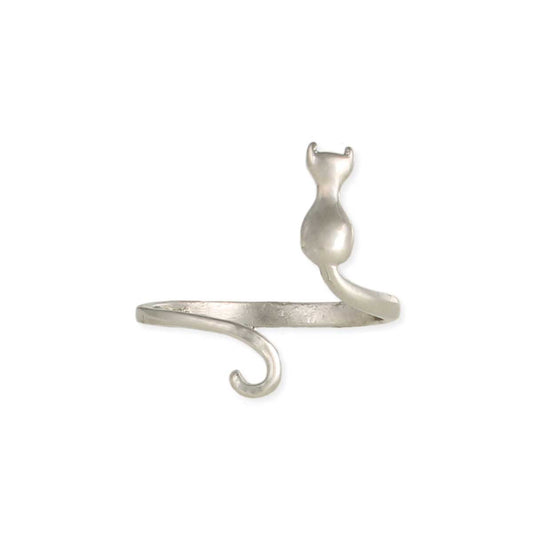 Around Your Finger Cat Wrap Silver Ring