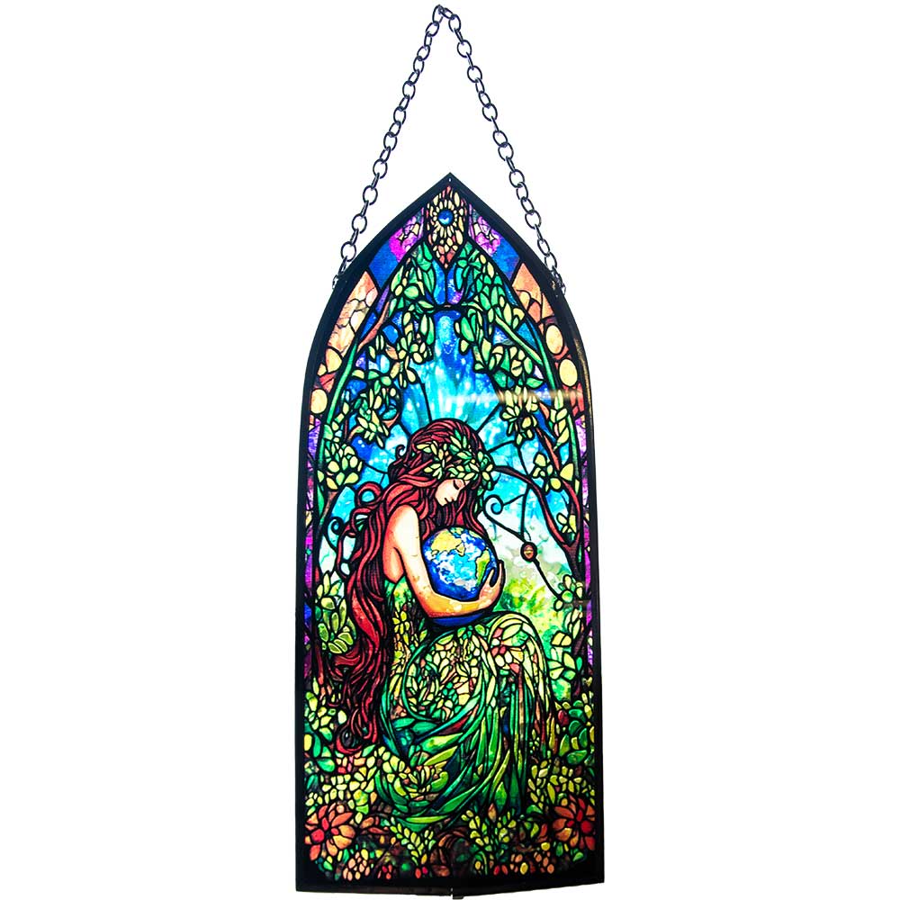 Glass Suncatcher 8in Cathedral - Earth Goddess