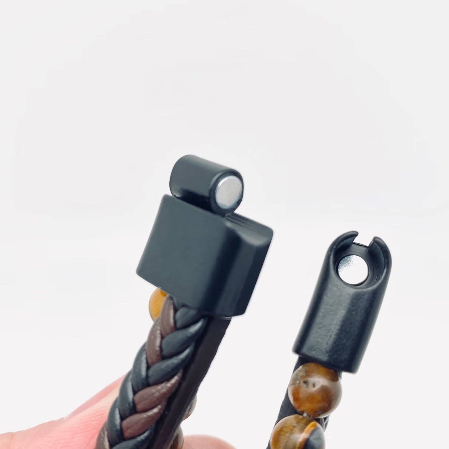 Tree of Life Tiger's Eye Beaded Man's Leather Bracelet