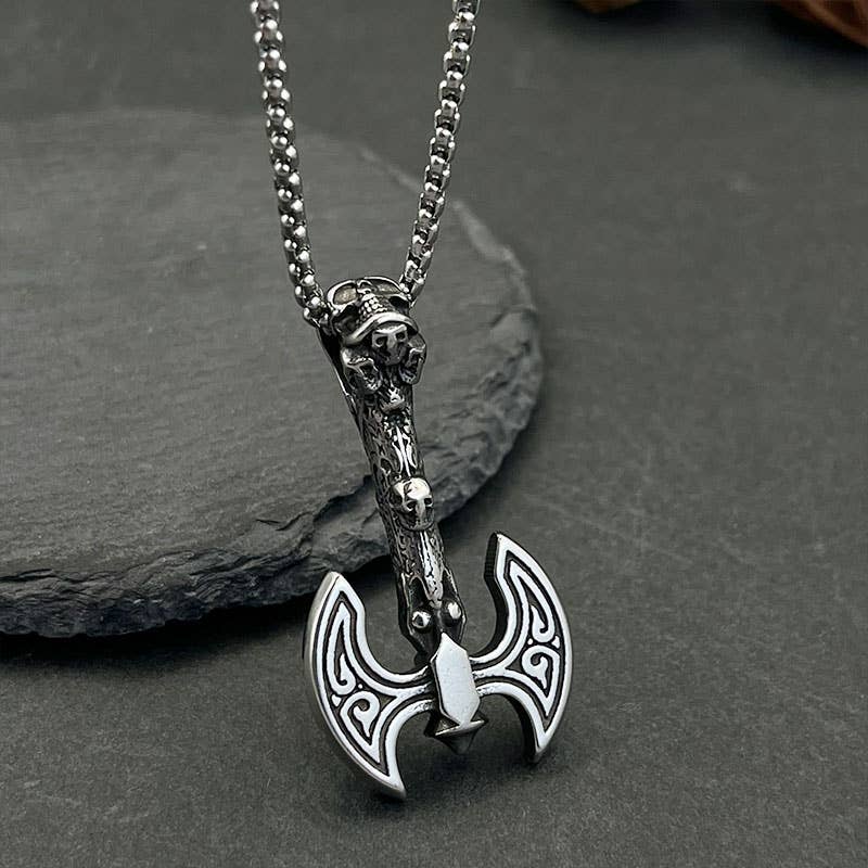 Nordic Viking Mythology Totem Battle Axe Pendant Necklace