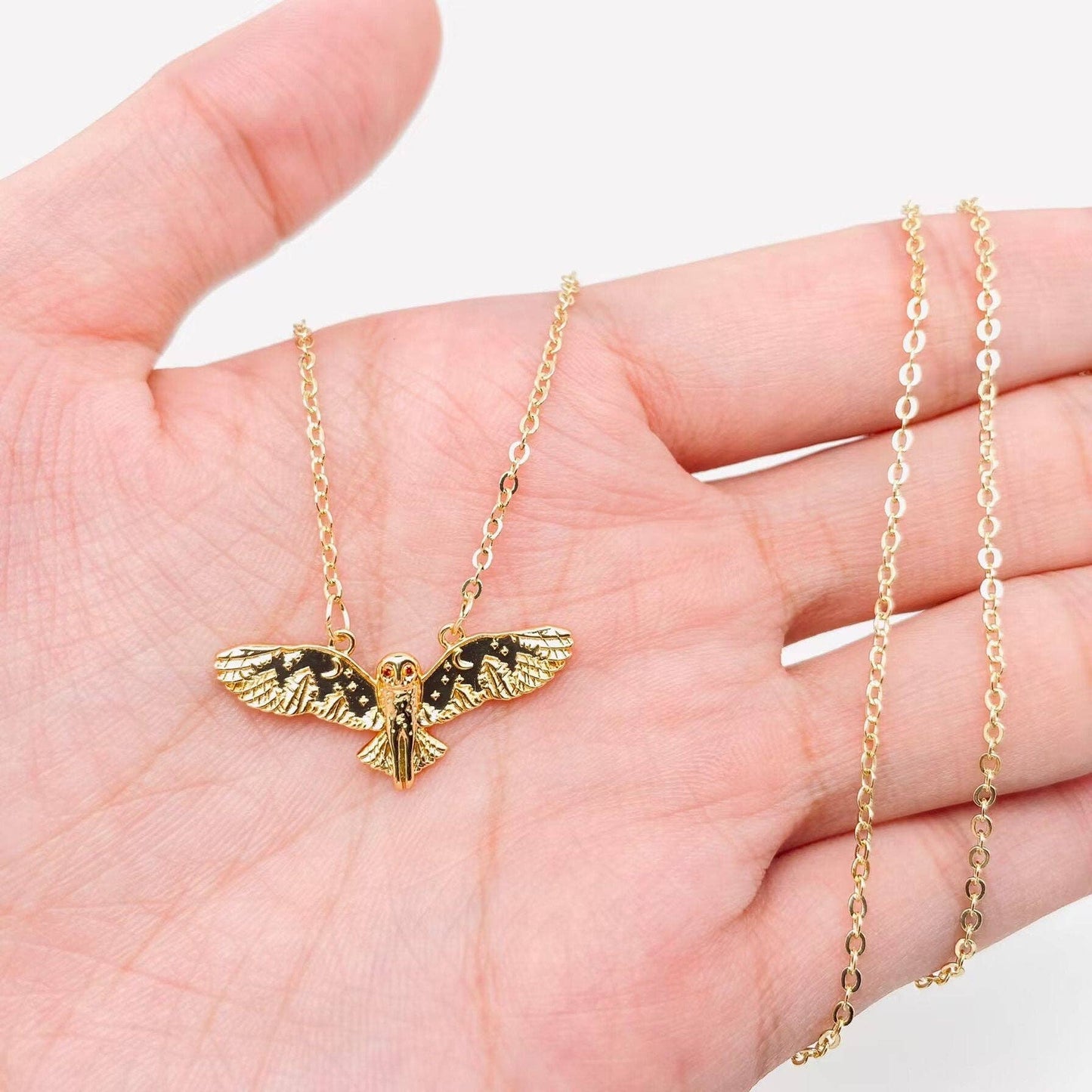Owl Pendant Necklace 18K Gold Plated
