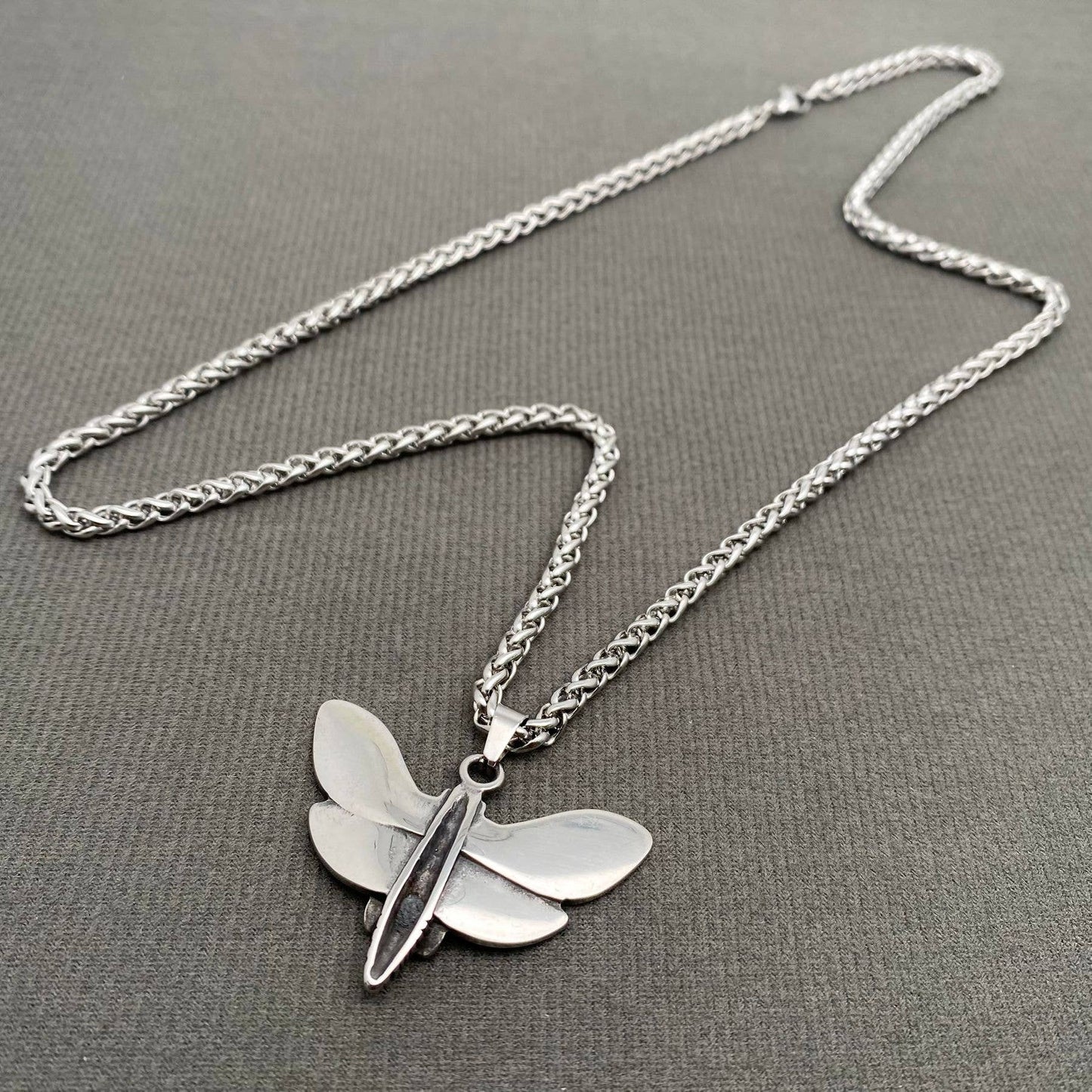 Moth Pendant Men's S.Steel Necklace