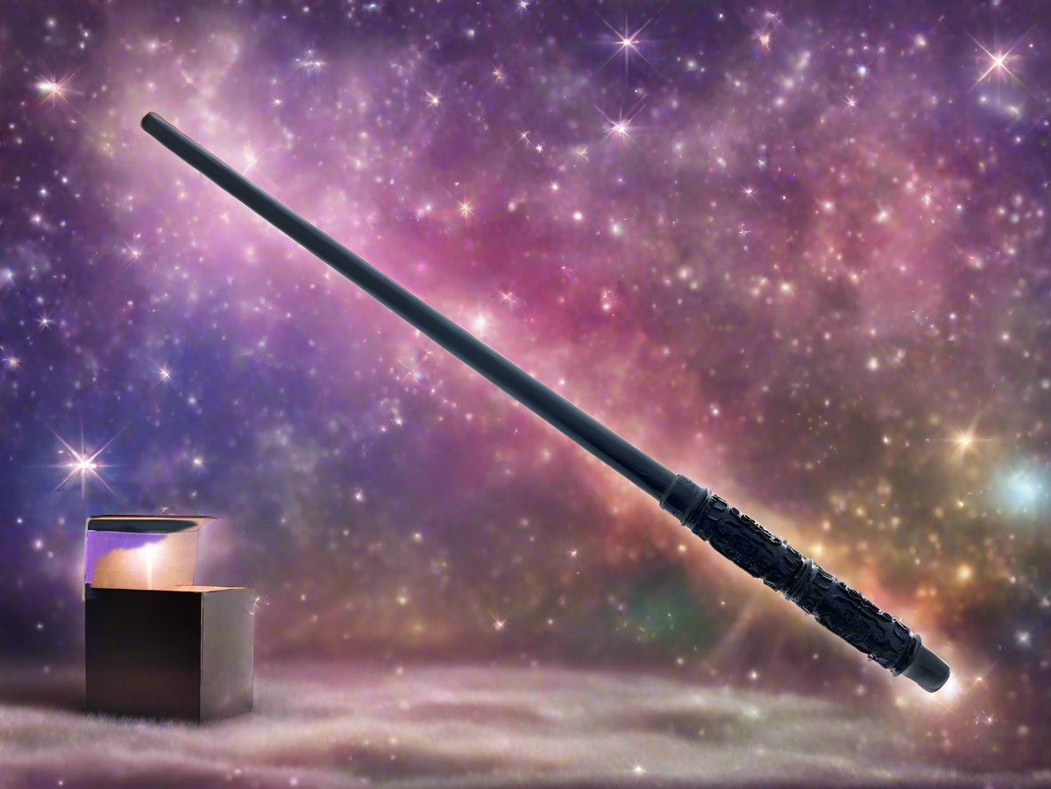 Magic Wand-Black Wood with Hieroglyphic Design