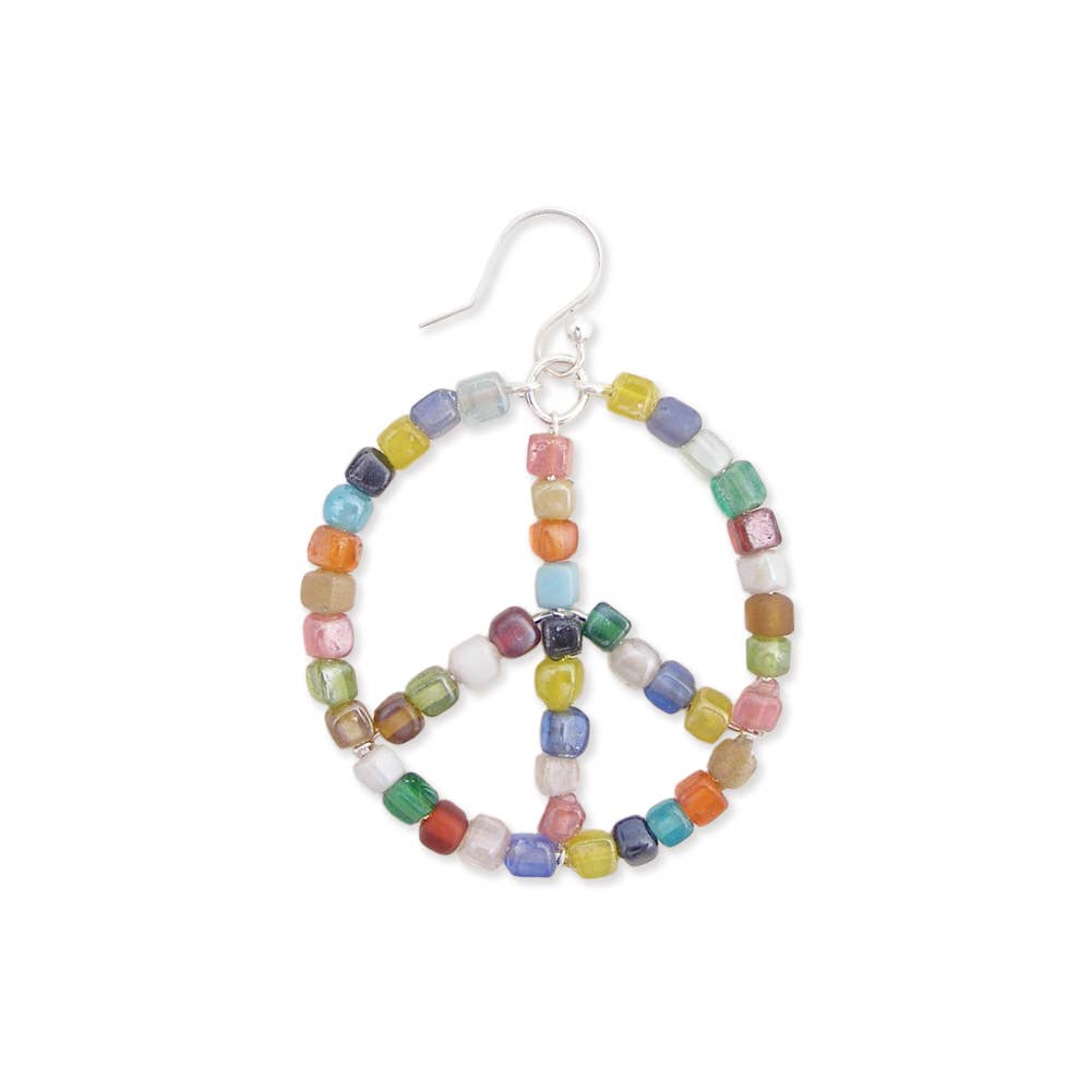 Living in Harmony Multi Bead Peace Sign Earring