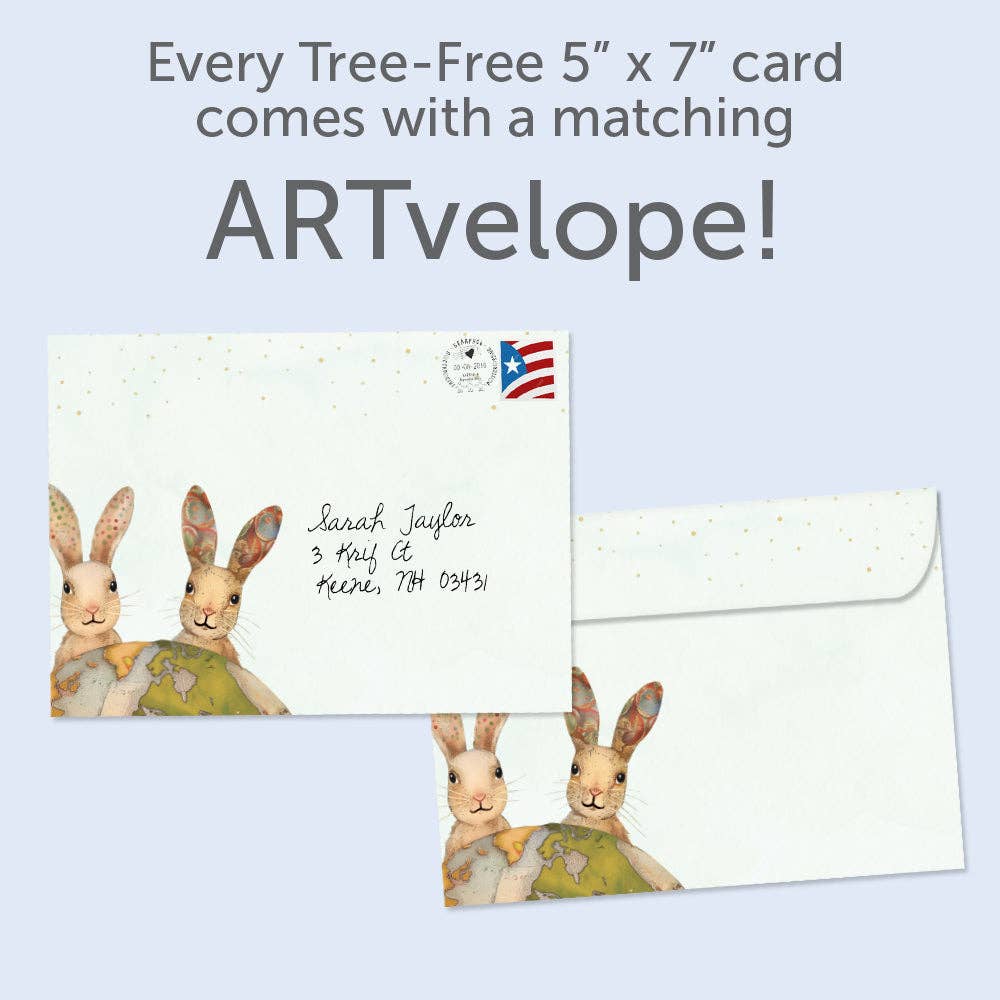 Earth Rabbits Birthday Greeting Card