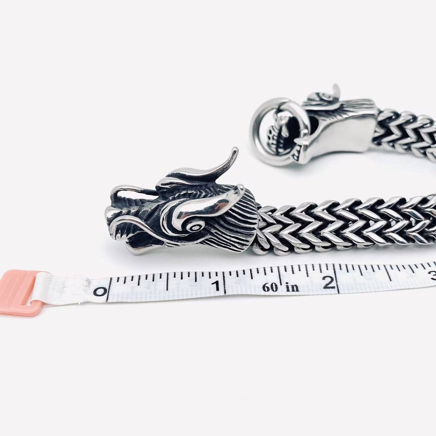 Vintage Stainless Steel Double Dragon Head Bracelet