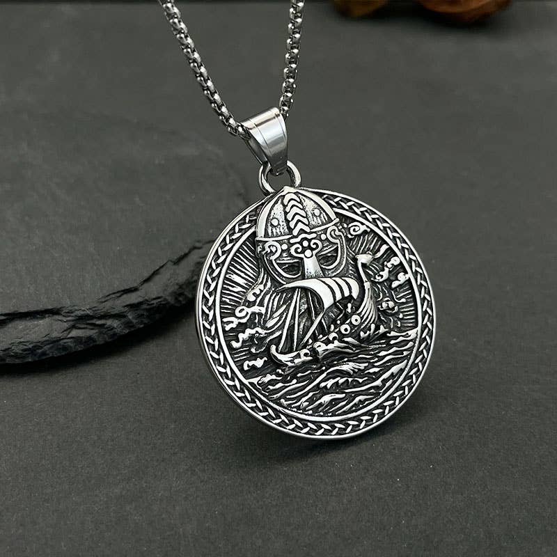 Viking Ship Titanium Necklace