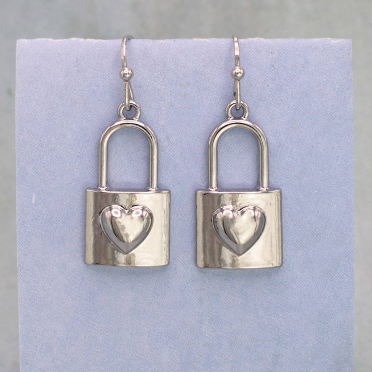 Love Locked Silver Heart Lock Earrings