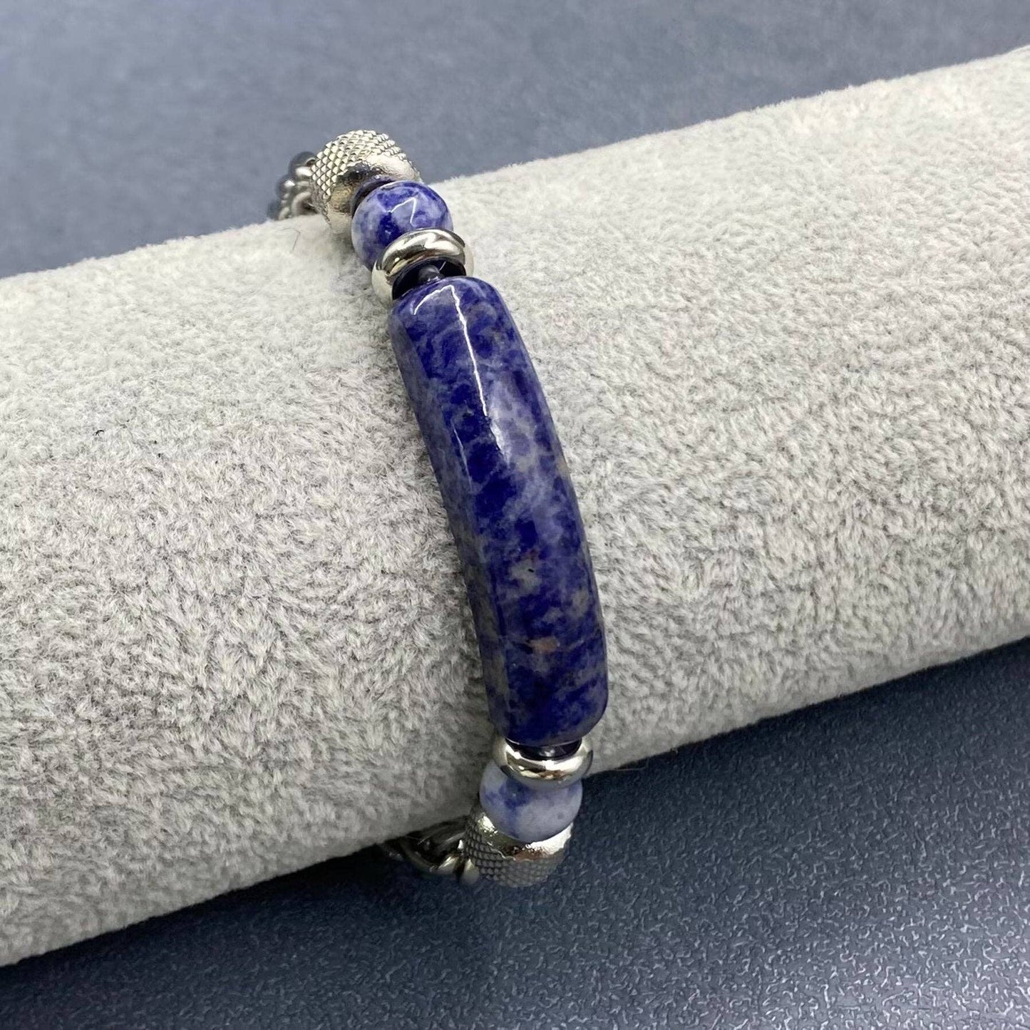 Stone & Stainless Steel Chain Linked Men's Bracelet
