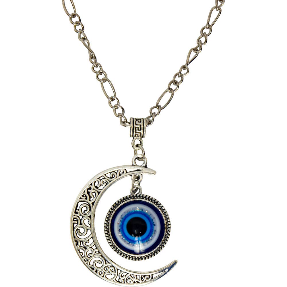 Evil Eye Protection Necklace - Crescent Moon