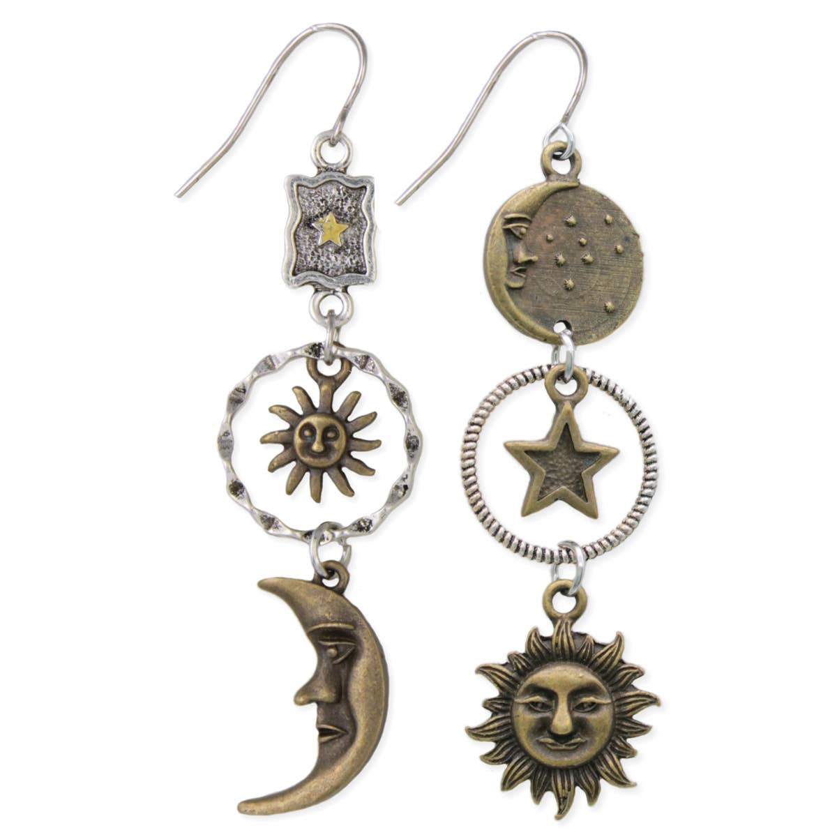 Celestial Dream Linear Sun Moon Earrings