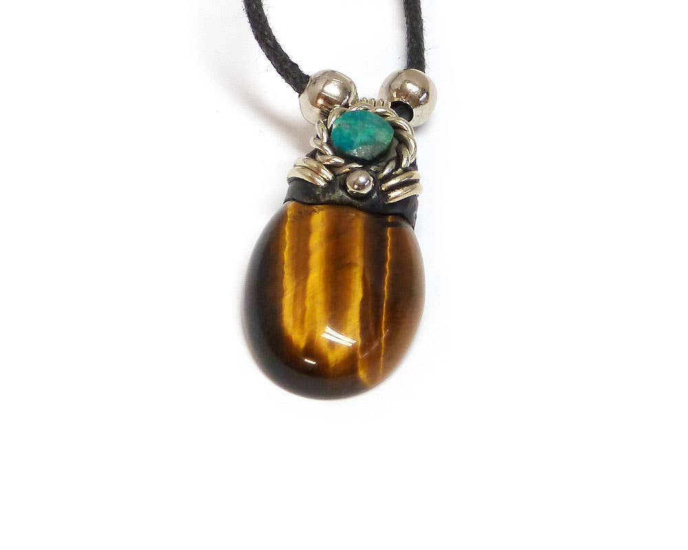 Oval Semi Precious Stone Pendant Necklace
