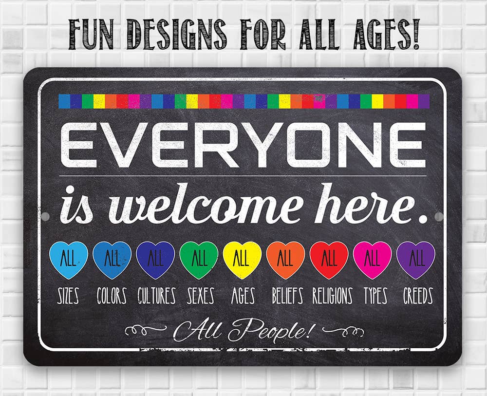 Welcome Everyone Rainbow - Metal Sign