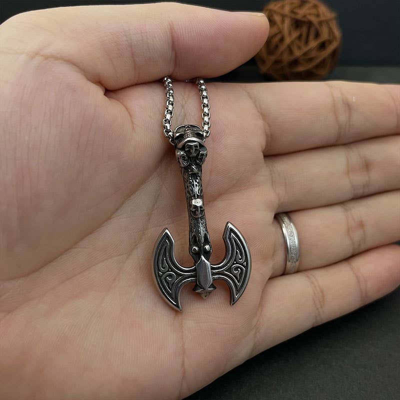 Nordic Viking Mythology Totem Battle Axe Pendant Necklace