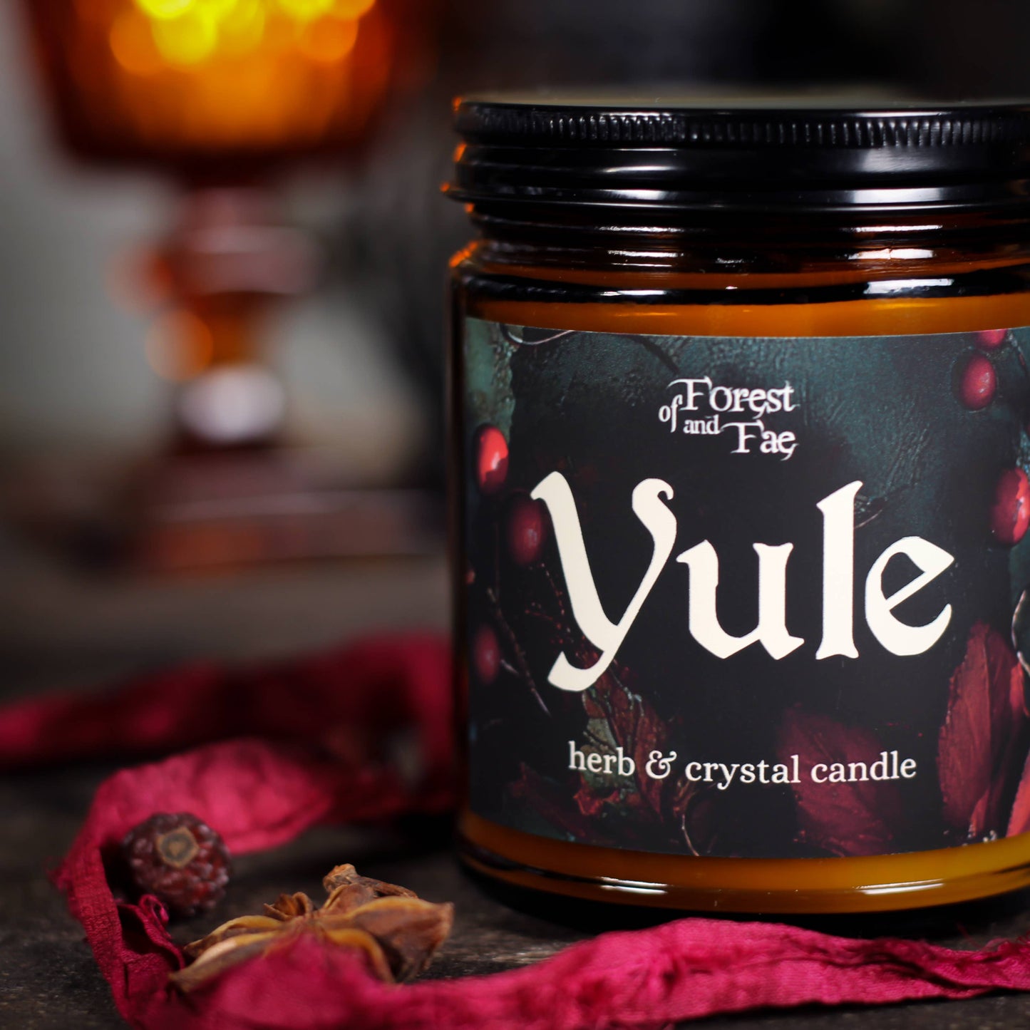 Yule Candle • Herb & Crystal Candle for Christmas • Solstice