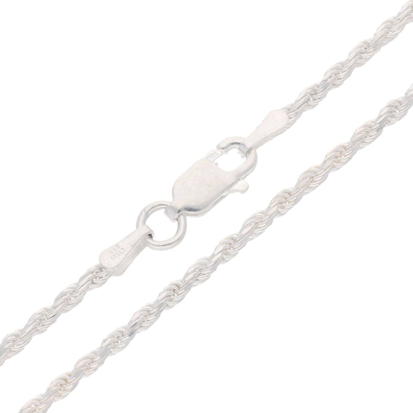 2mm Sterling Silver Diamond-Cut Rope Chain Necklace