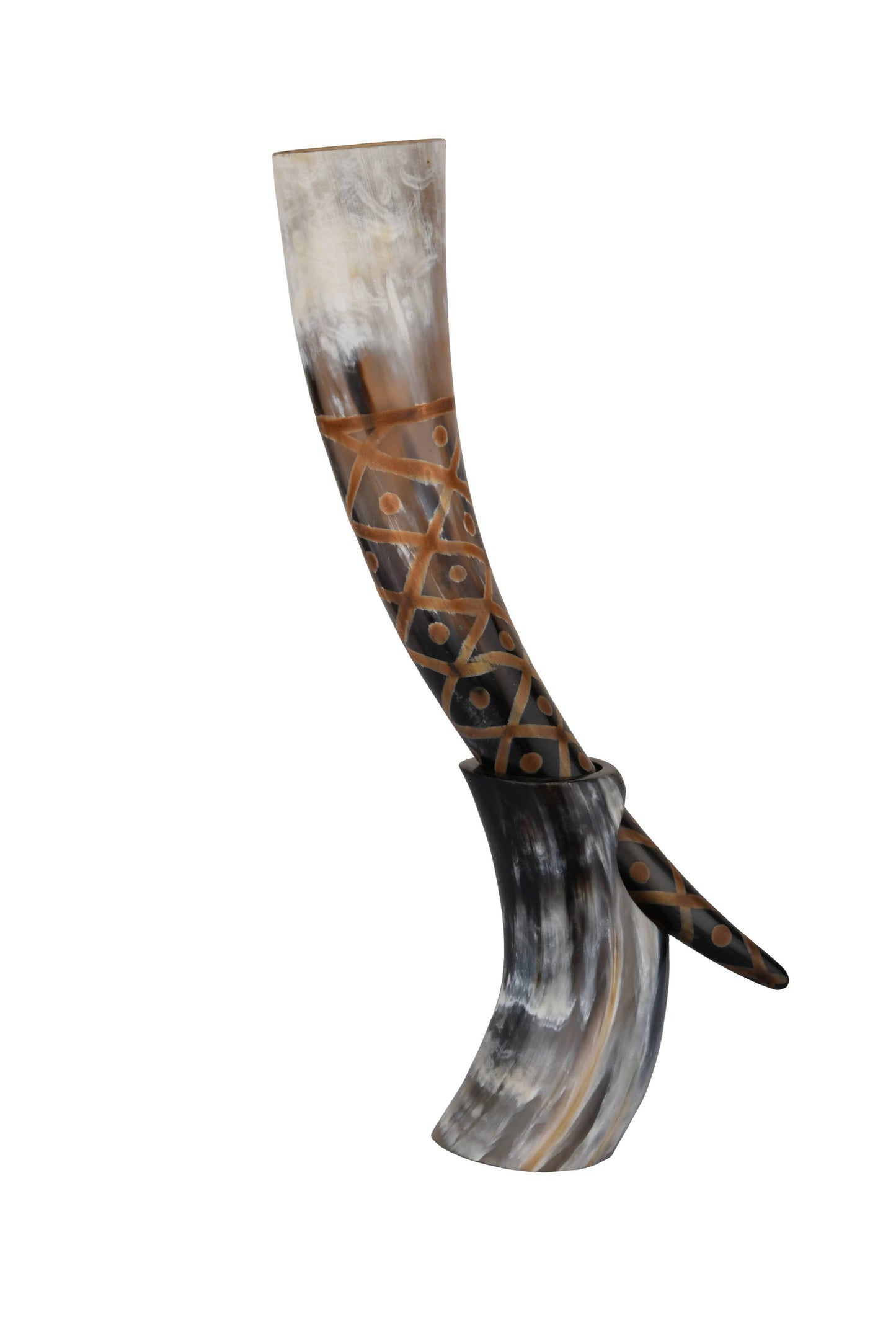 Drinking Horn with Stand - Holds Upto 16 oz, Burnt Craft